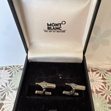 Gemelli Montblanc nuovi e mai usati argento a forma di penna ritorno sfera acciaio con scatola