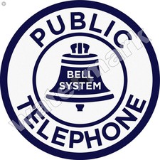 Insegna rotonda in metallo telefono pubblico Bell System 2 misure a scelta
