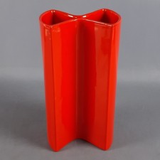 Vaso Ceramica Gabbianelli Rosso Design Modernista Vintage Italia Anni '70