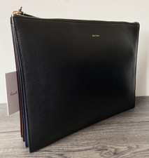 Paul Smith Nero Pelle Concertina Folio Case Zip File Vendita £495 BNIB