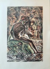 Andrea Granchi litografia 1988 David e Golia 76x56 firmata numerata