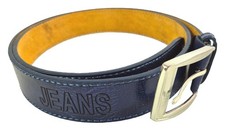 Cintura jeans vera pelle blu -