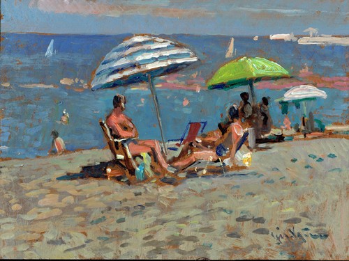 Dipinto olio marina - , bagnanti