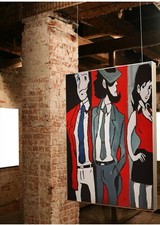 Quadro pop art Dipinti a mano lupin III Jigen e Margot , Mis 60x50 cm 