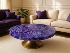 Tavolino da caffè e divano rotondo in agata viola per arredamento corridoio mobili di lusso