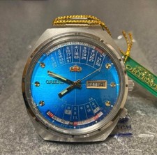 Orologio automatico NOS ORIENT calendario perpetuo quadrante blu anni 80...