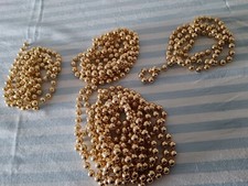4 Catene  Perline 4 mm Per  Addobbare Albero Natalizie Colore Oro Vintage 