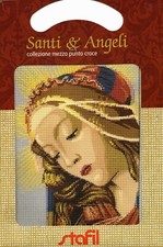 KIT STAFIL SANTI E ANGELI "MADONNA DEL BOTTICELLI"TELA MEZZO PUNTO STAMPATA+FILI