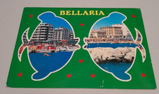 Cartolina d'epoca Bellaria Pesci Canotto Scogliera Spiaggia 10x15cm Viaggiata