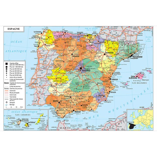 Mappa della spagna - mappa, dettaglio