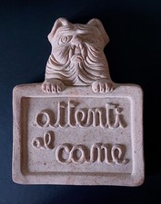 CARTELLO ATTENTI AL CANE IN TERRACOTTA MATTONELLA @ MOLTO BELLO @