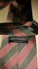 CARLO PIGNATELLI CRAVATTA TIE KRAWATTE GRIG 100% SILK SETA MATRIMONIO REGIMENTAL