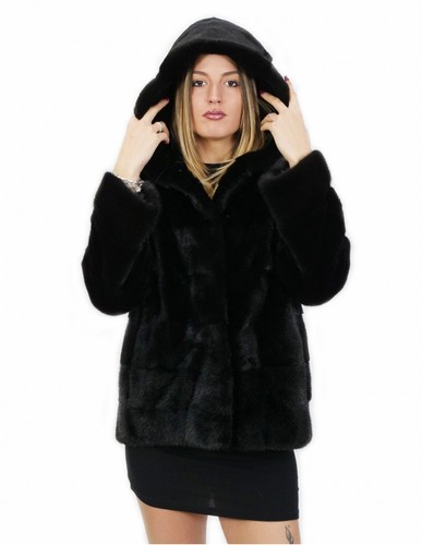 Cappottino nero visone - cappottino,