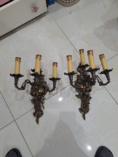  Coppia Applique Antiche In Ottone