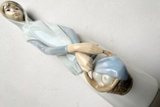 Lladro grande statuina Donna "con cestino" Porcellana h 33 cm