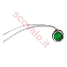 segnalatore lampada spia neon incasso foro 10mm 24 volt luce verde