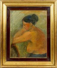 Dipinto olio su cartone telato Eugenio Viti "Ritratto "