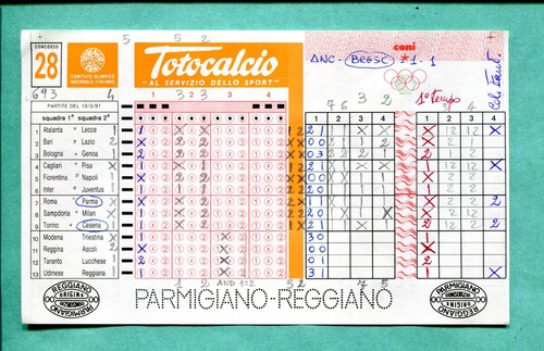 Schedina totocalcio del - n.28,