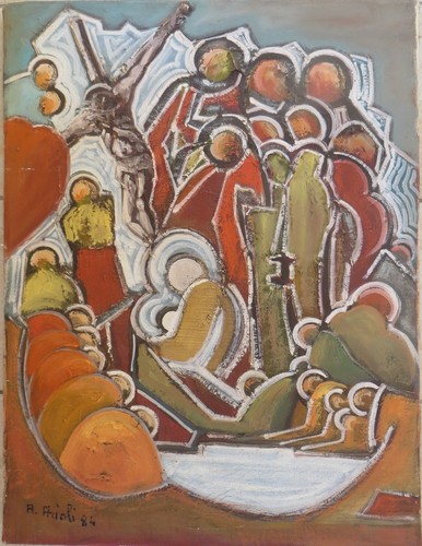 1984 dipinto tempera - dipinto, su