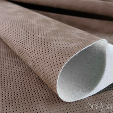 Tessuto Ecopelle Finta Pelle Tappezzeria Rivestimento Marroncino Traforato 50CM