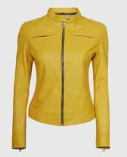 Giacca di pelle donna gialla