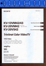 MANUALE SONY Trinitron Color Video/TV Combo KV-13VM42/43 -20VM/42 -20VS42