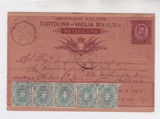 Storia Postale CARTOLINA VAGLIA  L. 1 + 5 valori 5 centesimi