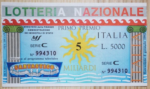 Lotteria nazionale italia 1992 - lotteria,
