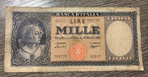 1947 italy 1000 lire - lire, currency