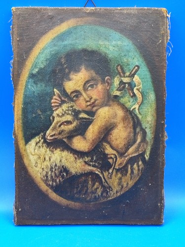 Antico quadro olio tela - su,