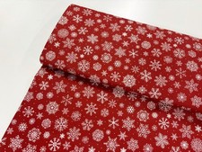Tessuto Fiocco di Neve Rosso