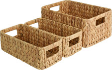 Cesti Portaoggetti in Giacinto D'Acqua, Cestini Quadrati in Vimini Con Manici In