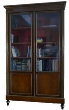 Elegante vetrina / libreria fine 800 decori in ottone e tessuto interno.