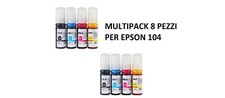 8 RICARICHE INCHIOSTRO PER EPSON ECOTANK 104 ET-2721 ET-2726 ET-2815 Et2810 2812