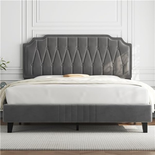 Letto con testiera imbottita - letto,