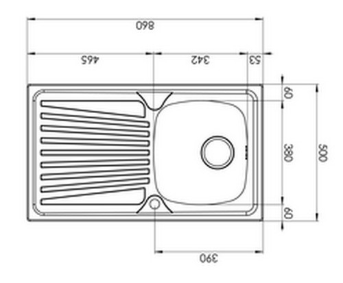 Lavello 86x50 vasca a dx - cm,