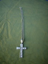   COLLANA CATENA con CROCE e STRASS CIONDOLO RAP HIP HOP