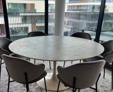 Tulip table with travertine top and matching base