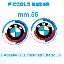 2 Adesivi BmW GEL mm 55 Resinati morbidi scritta stemma logo MOTO/CASCO/BAULE 3D