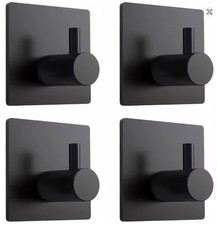 Confezione 4 ganci neri da parete adesivi appendi asciugamani accappatoi