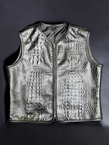 Men leather vest - men's, black