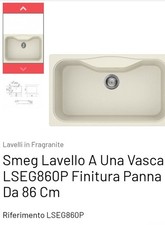 SMEG LSEG860P LAVANDINO LAVELLO INCASSO MONOVASCA 860mm Colore PANNA 