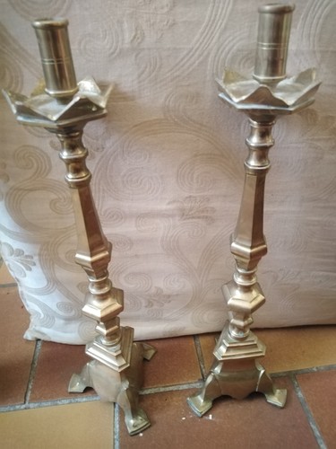Coppia candelieri bronzo - di,