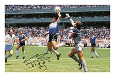 Diego Maradona Firmato A4 Autografo Stampa Fotografica Argentina Coppa del Mondo Mano di Dio