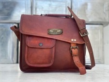 Borsa messenger da uomo in pelle marrone borsa per computer portatile tablet ...