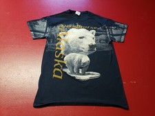 T-shirt Deadhorse Alaska stampa grande orso polare nera S Gildan 100% cotone