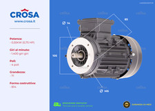 Motore elettrico trifase 0,55KW (0,75 HP) - 1.400 giri - 4 poli - MEC71 - B14