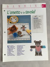 Schema punto croce Bambini L'orsetto è in tavola orso bavaglino tovaglietta 