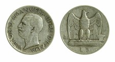 pci4625) Vittorio Emanuele III  (1901-1943) - 5 Lire Aquilino 1928 **