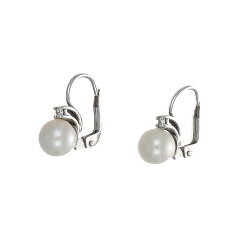 Orecchini oro bianco con - con, perla